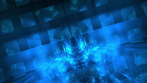 Digital abstract technology background, flying blue shapes, loopable Stock Footage 176236765