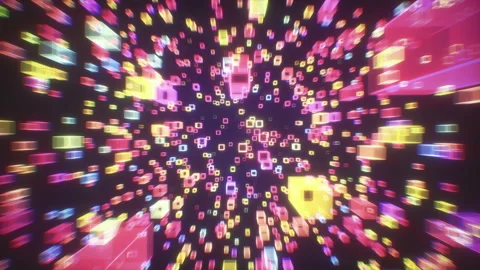 Digital abstract technology background. Futuristic glowing cubes seamless loop Stock Footage 194460017