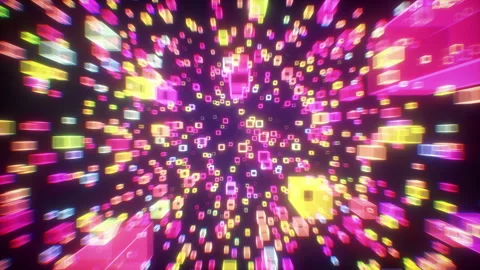 Digital abstract technology background. Futuristic glowing cubes seamless loop Stock Footage 196006980