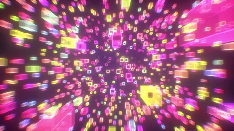 Digital abstract technology background. Futuristic glowing cubes seamless loop Stock Footage 197886001