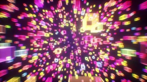Digital abstract technology background. Futuristic glowing cubes seamless loop 스톡 일러스트