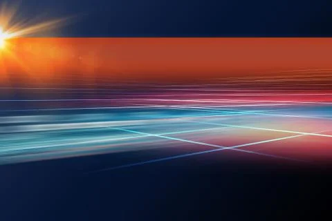 Digital abstract technology background with light rays and sun flare concept イラスト素材