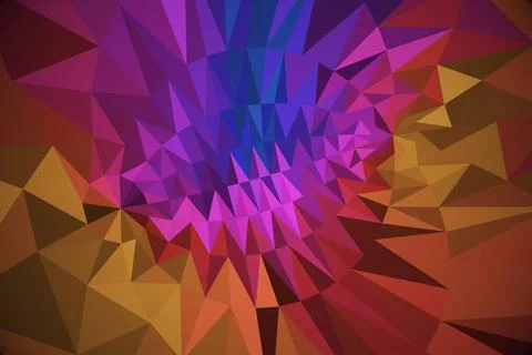 Digital abstract vector art is featuring swirling polygon pattern in vibrant Stock Illustration