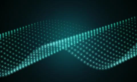 Digital abstract wave pattern made of glowing dots on transparent background Stock Illustration