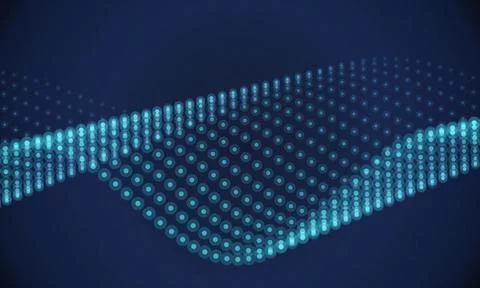 Digital abstract wave pattern made of glowing dots on transparent background Stock Illustration