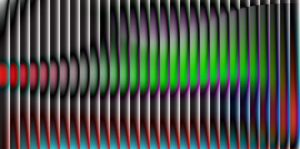 Digital abstract wave pattern vertical red green purple blue cyan color ban.. Illustrazione stock