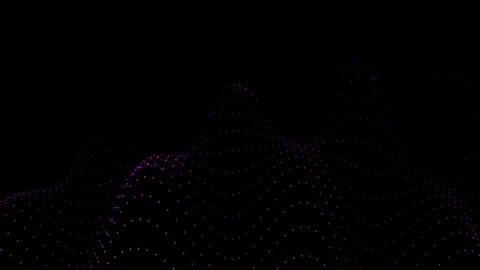 Digital abstract waveform with subtle purple and blue light trails across d.. Vídeo Stock 346271194