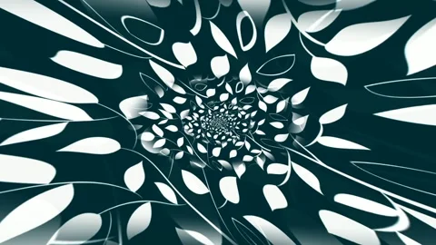 Digital Abstract White Leaf Pattern Digital Speed Tunnel on Dark Background 4K Stock Footage 321199329