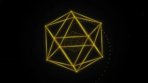 Digital abstract wireframe polyhedrons representing complex data structures Stock Footage 344248879