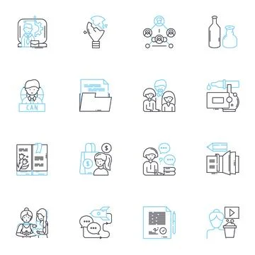 Digital academy linear icons set. Learning, Training, Education, Digital Stock Illustration