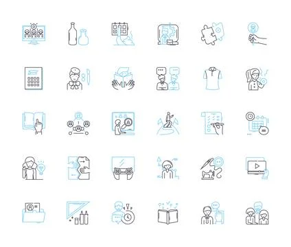 Digital academy linear icons set. Learning, Training, Education, Digital Stock Illustration