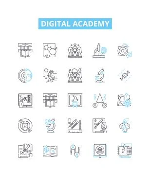 Digital academy vector line icons set. Digital, Academy, Online, Course イラスト素材