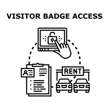 Digital access and authorized visitor badge services Stock Illustration