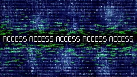 Digital Access Display With  Code And Cloud Messages Stock Footage 317199523