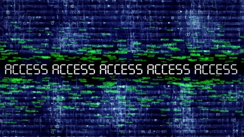Digital Access Display With  Code And Trojan Messages Stock Footage 321430898