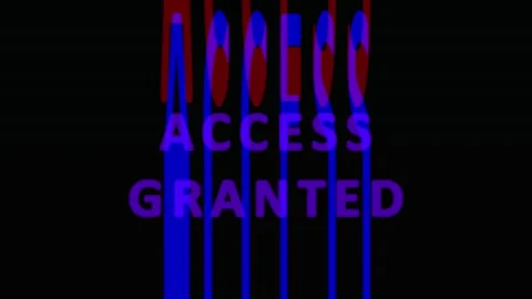 Digital Access Granted text with glowing barcode animation in futuristic da.. Stock Footage 343479684
