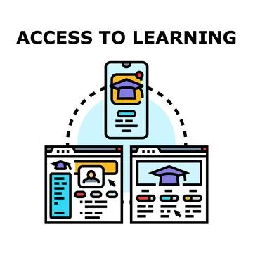 Digital access to learning from multiple platforms 스톡 일러스트