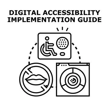 Digital accessibility implementation guide illustrating inclusive information Stock Illustration