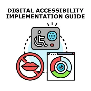 Digital accessibility implementation guide illustrating inclusive information Stock Illustration
