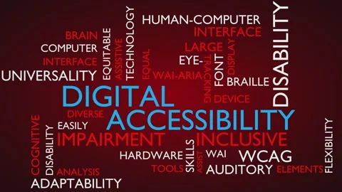 Digital accessibility word tag cloud - red variant Stock Footage 273739761