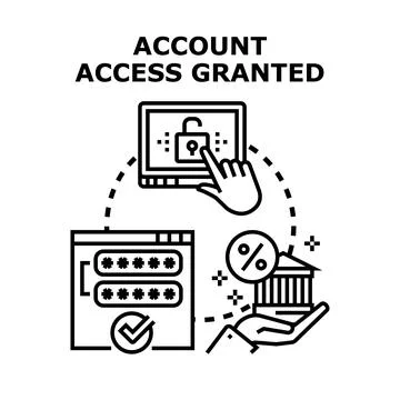 Digital account access granted financial security concept Stock Illustration