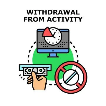 Digital activity withdrawal concept with money and stop sign Stock Illustration
