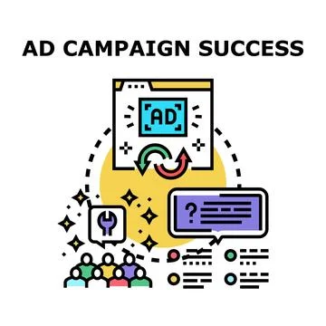 Digital ad campaign planning and successful business marketing Stock Illustration