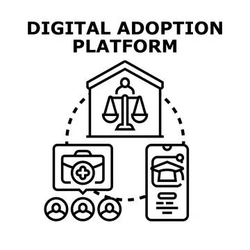 Digital adoption platform facilitating social welfare services Illustrazione stock