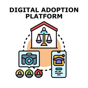 Digital adoption platform facilitating social welfare services Stock Illustration