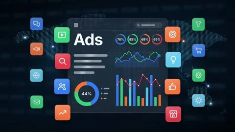 Digital Ads Dashboard Advertising Performance Chart Marketing Data Stock Footage 345641736