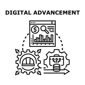 Digital advancement concept with data analysis and innovation Stock Illustration