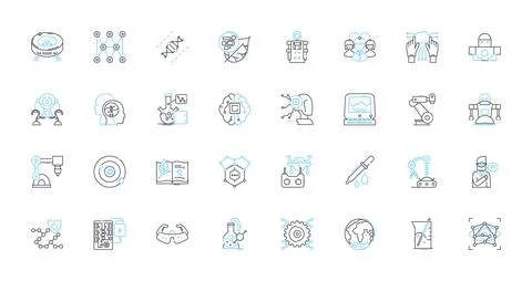 Digital advancement linear icons set. Innovation, Technology, Automation Ilustración de archivo