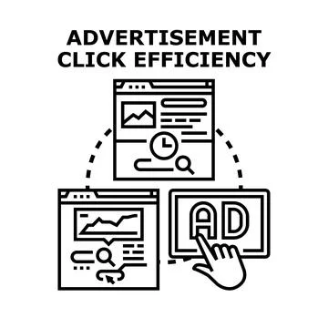 Digital advertisement click efficiency optimization process concept Stock Illustration