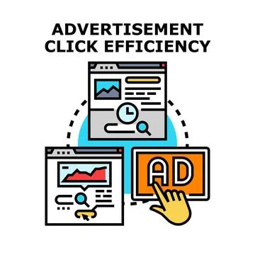 Digital advertisement click efficiency optimization process concept Illustration