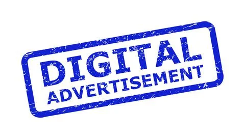 DIGITAL ADVERTISEMENT Stamp with Distress Surface and Rounded Rectangle Frame Stock-Illustration