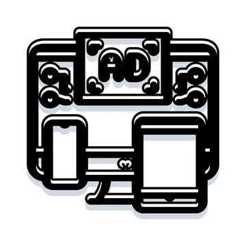 Digital advertising campaign across multiple device screens Stock Illustration