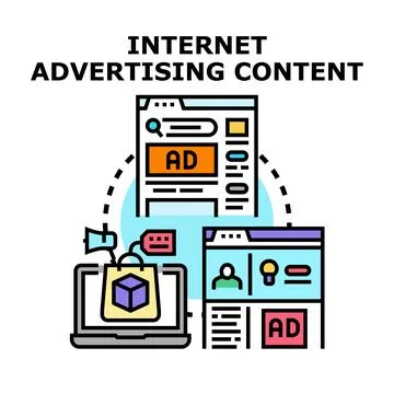 Digital advertising content targeting effective online promotion Stock Illustration