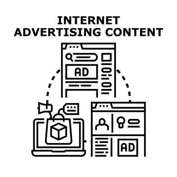 Digital advertising content targeting effective online promotion Stock Illustration
