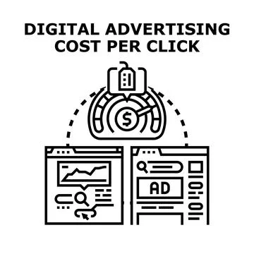 Digital advertising cost per click concept Stock Illustration