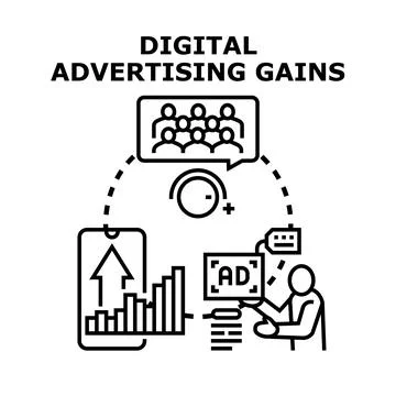Digital advertising gaining target audience and business profit Stock Illustration
