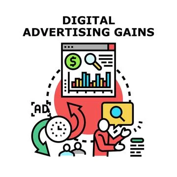 Digital advertising gains increasing return on investment Stock Illustration