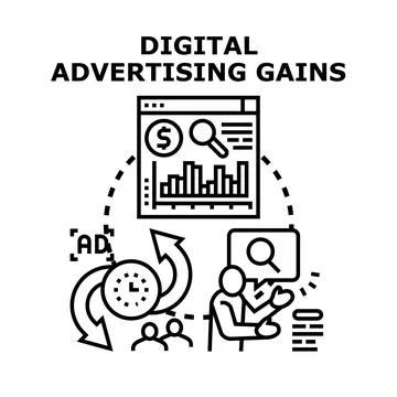Digital advertising gains increasing return on investment Stock Illustration