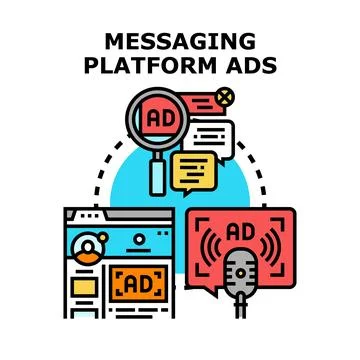 Digital advertising on messaging platform services concept Stock Illustration