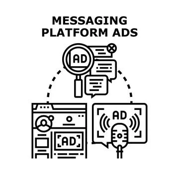 Digital advertising on messaging platform services concept Stock Illustration