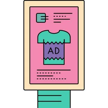 Digital advertising mobile device flat vector icon Stock Illustration