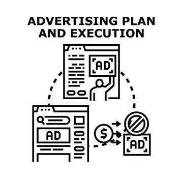 Digital advertising plan and execution strategy development Stock Illustration