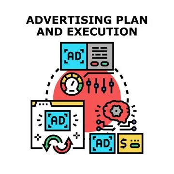 Digital advertising plan and execution strategy concept Stock Illustration