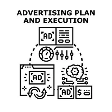 Digital advertising plan and execution strategy concept Stock Illustration