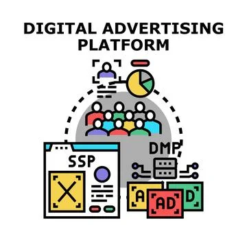 Digital advertising platform managing target audience segmentation Stock Illustration