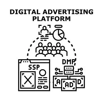 Digital advertising platform managing target audience segmentation Stock Illustration